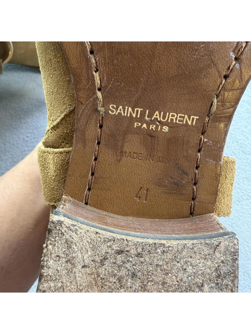 Saint Laurent Paris Wyatt Harness Suede Boots Brown Tan Italy Men's EU 41 US 8 - Picture 3 of 12